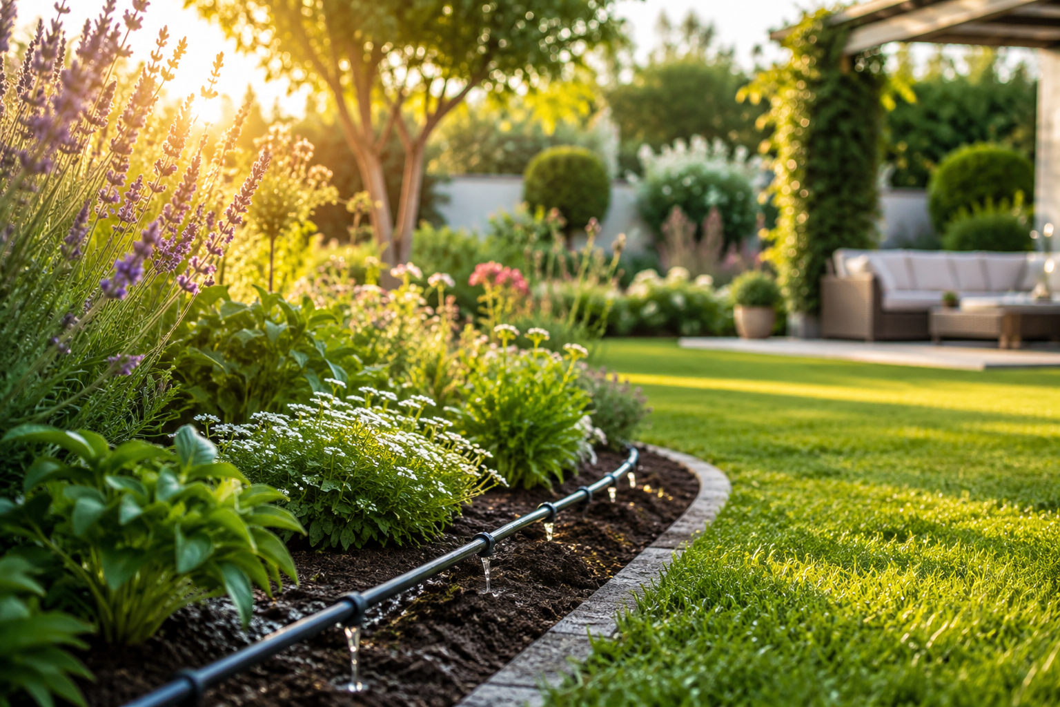 Automatische Bewässerung im Garten