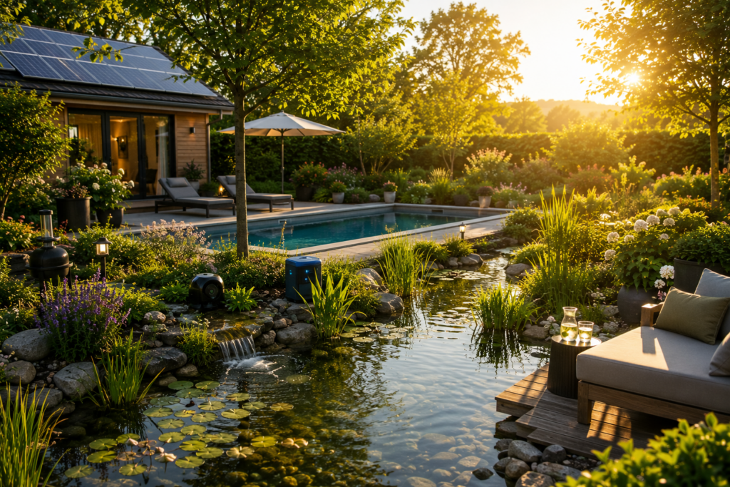 Smart Garden mit automatisierter Pool- und Teichtechnik, intelligenter Bewässerung und moderner Gartengestaltung für mehr Komfort und weniger Pflegeaufwand.