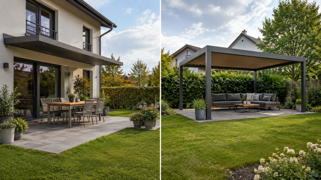 Angebaute und freistehende Terrassenüberdachung im Vergleich