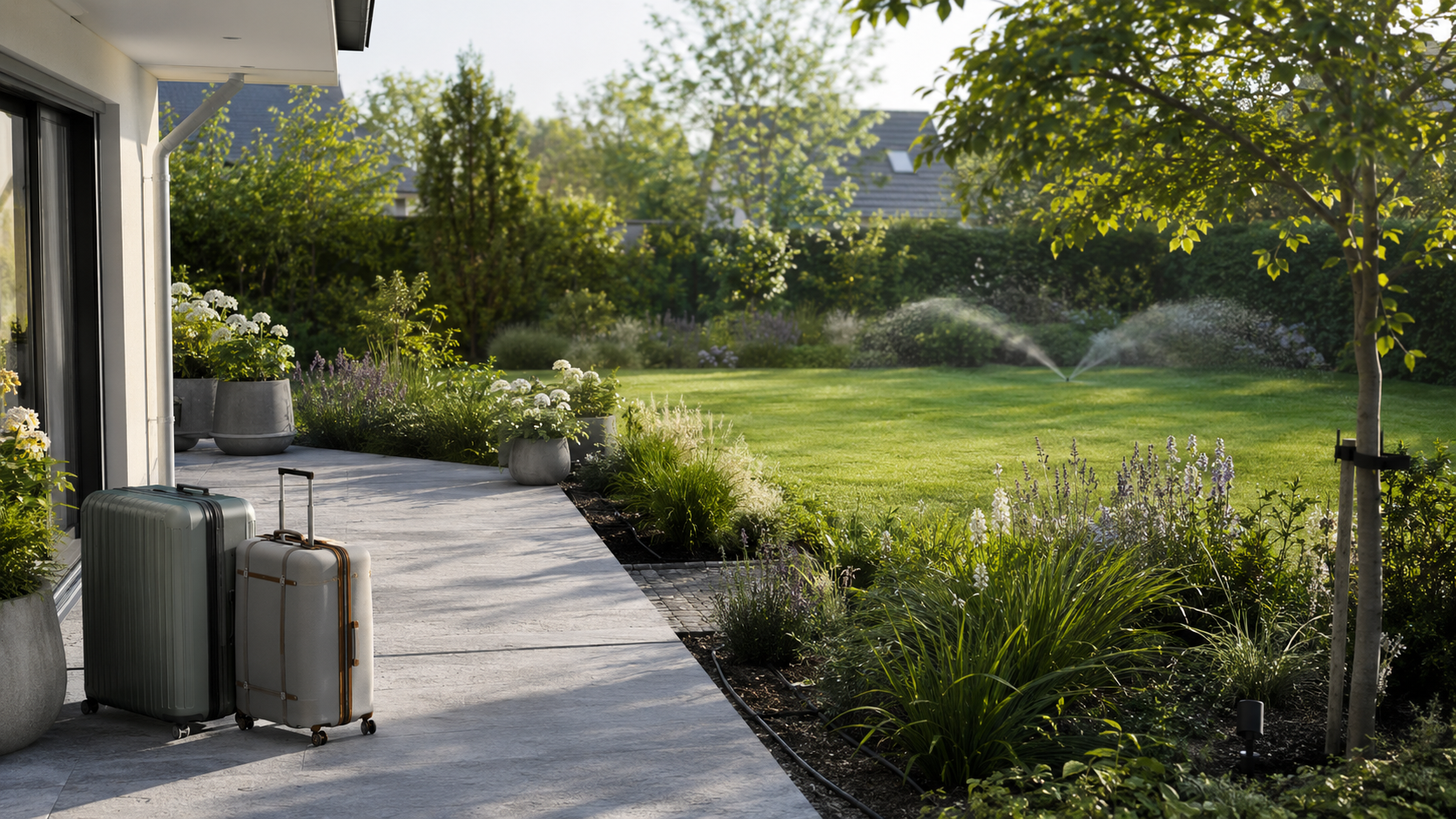 Garten im Urlaub bewässern mit automatischer Bewässerung für Beete Rasen und Kübel