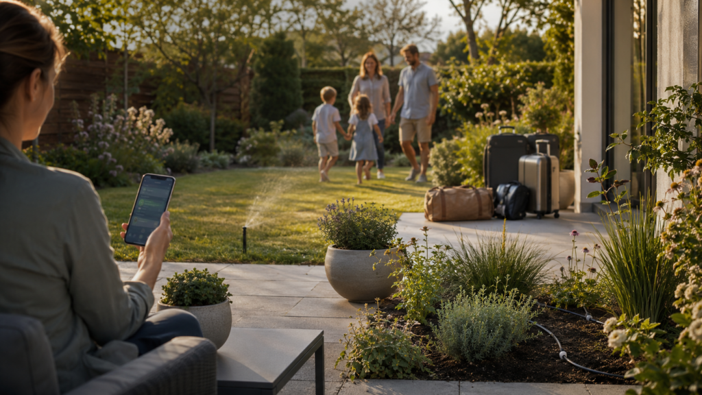 Smarte Gartenbewässerung mit Tropfsystem Rasenbewässerung und App-Steuerung