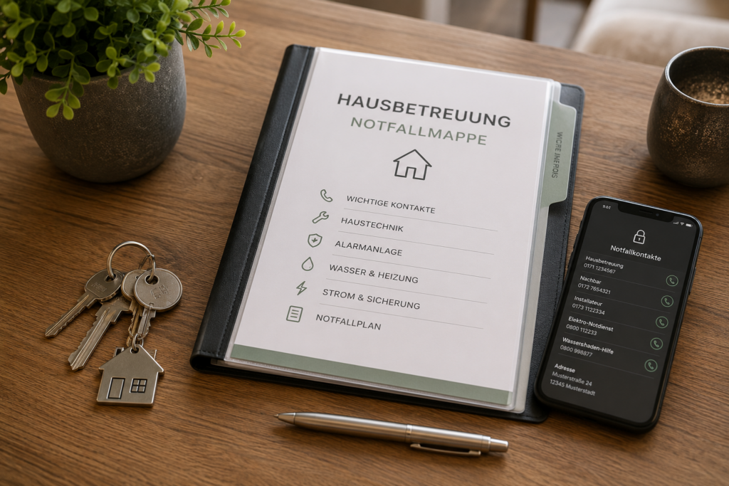 Schlüssel und Notfallinformationen für Hausbetreuung im Urlaub