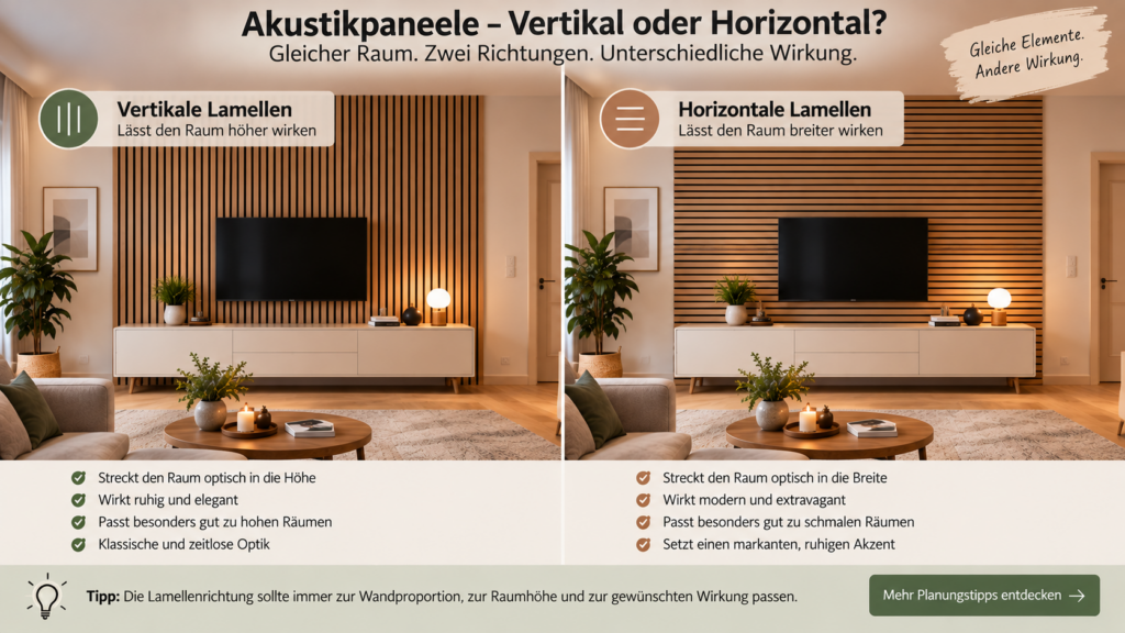 Akustikpaneele vertikal oder horizontal im direkten Vergleich