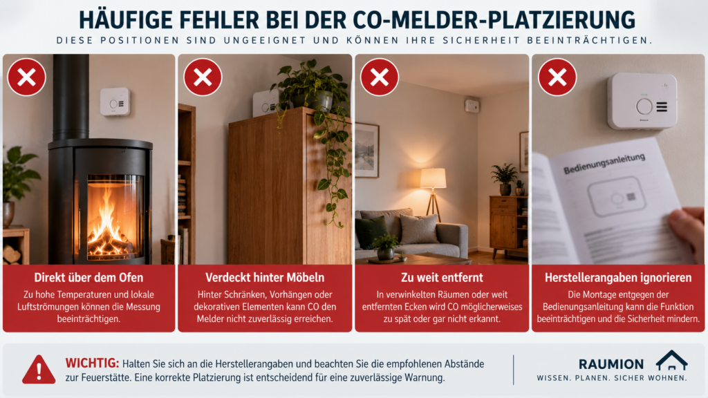 Typische Fehler bei der Platzierung eines CO-Melders neben Kaminofen und Feuerstätte