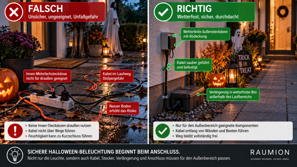 Sichere Stromversorgung für Halloween-Beleuchtung draußen im Vergleich