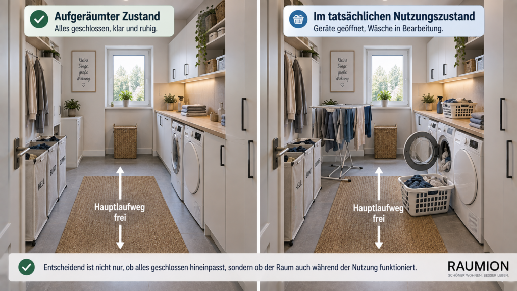 Hauswirtschaftsraum im aufgeräumten und tatsächlich genutzten Zustand