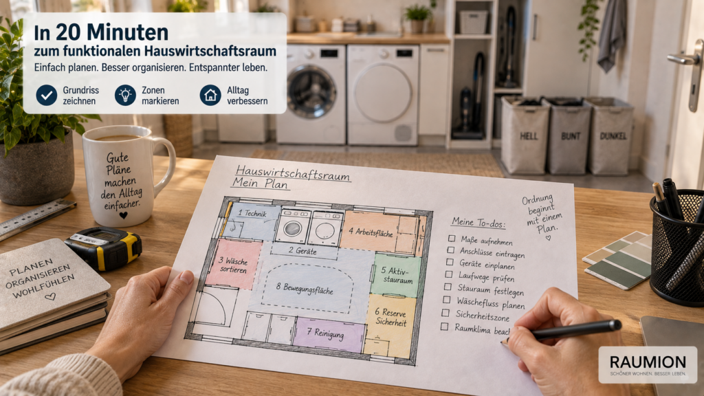 Hauswirtschaftsraum mit einfachem Grundriss und Funktionszonen planen