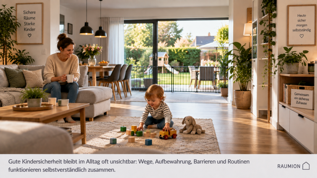 Kindersicheres Familienhaus mit freien Laufwegen und sicherem Übergang zum Garten