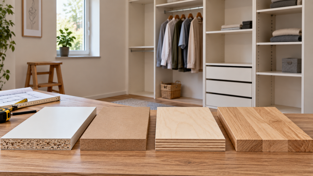 Spanplatte MDF Multiplex und Massivholz für einen selbst gebauten Kleiderschrank vergleichen