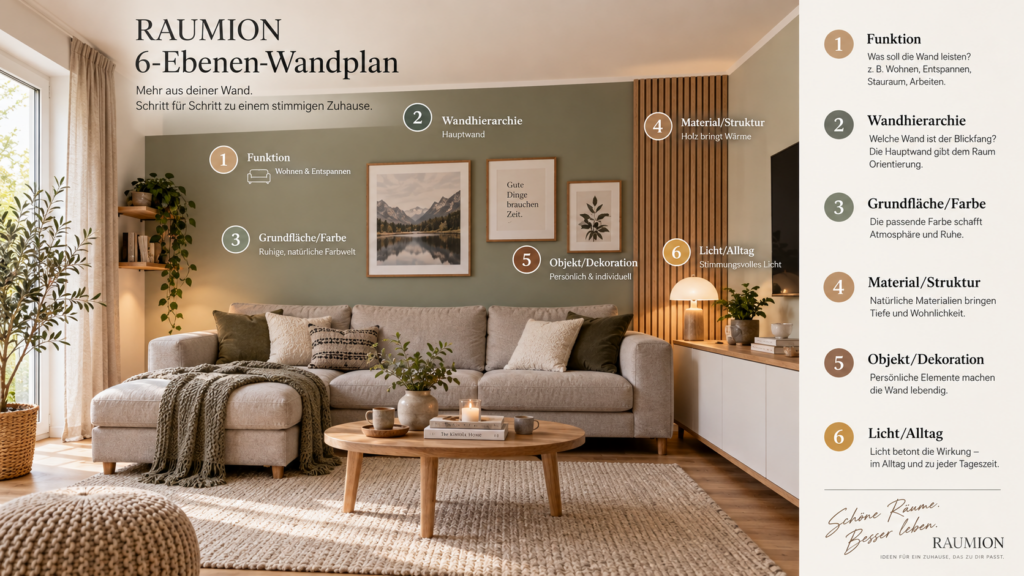 RAUMION 6-Ebenen-Wandplan für ruhige und funktionale Wandgestaltung. Wände gestalten