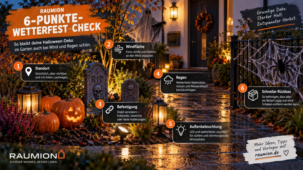 Sechs Punkte zur wetterfesten Planung von Halloween-Deko im Garten. Halloween-Deko im Garten