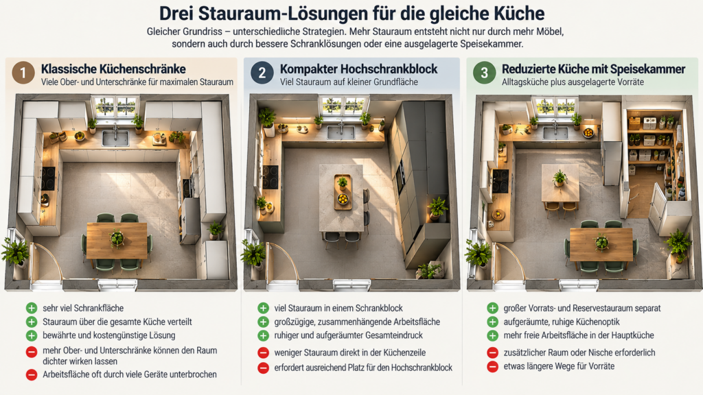 Küchenstauraum mit Hochschrank Vorratsschrank und Speisekammer vergleichen