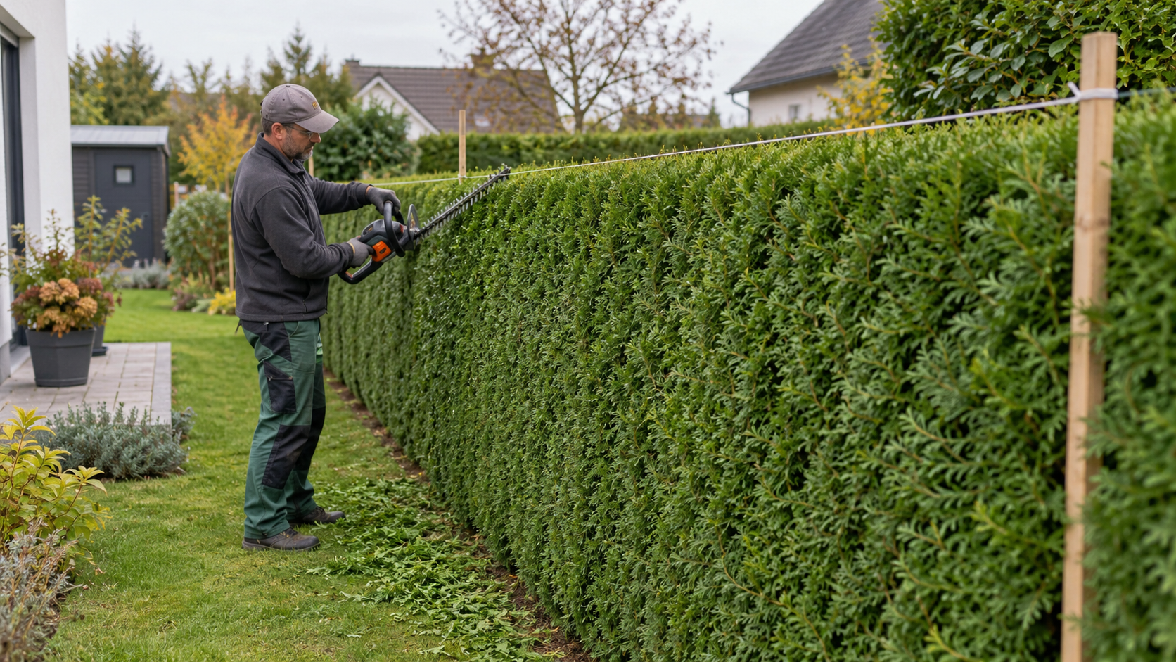 Thuja-Hecke richtig schneiden: Zeitpunkt, Form und Fehler vermeiden