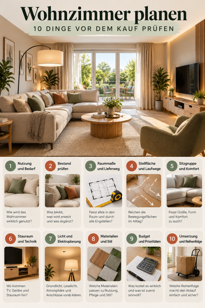 Pinterest Checkliste Wohnzimmer planen mit zehn Prüfungen vor dem Möbelkauf