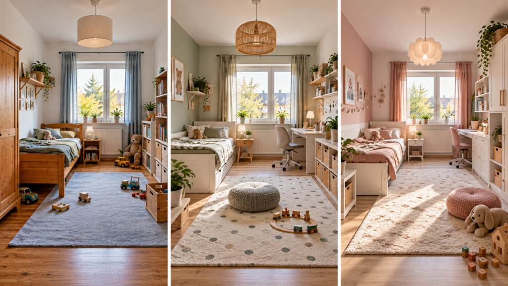 Drei Beispielprojekte für Kinderzimmer mit unterschiedlichem Renovierungs- und Einrichtungsumfang.