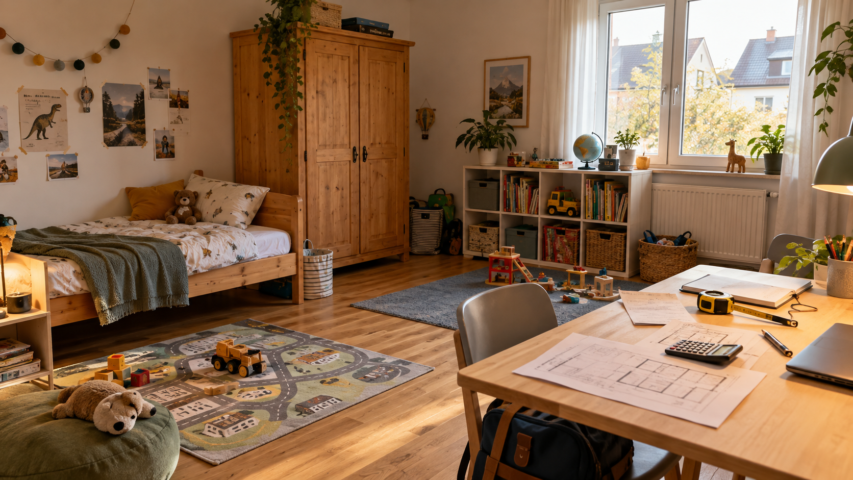 Mitwachsendes Kinderzimmer mit langlebigen Möbeln, freier Spielfläche und realistischer Kostenplanung