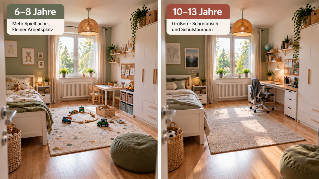 Mitwachsendes Kinderzimmer mit veränderbarer Lernzone
