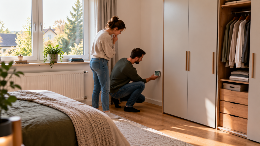 Kleiderschrank Außenwand Fenster und Raumklima im Schlafzimmer prüfen