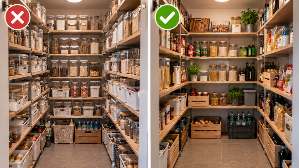 Vorratsbehälter und Organizer in der Speisekammer wirtschaftlich einsetzen